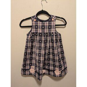 Sophie Rose Girls 6X Embroidered Plaid Cat Dress